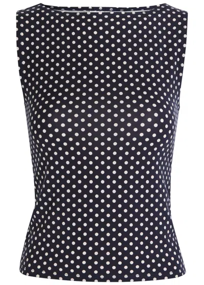 Reformation Dusk Polka Dot Stretch-jersey Top In Multi