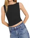 Reformation Dusk Stretch Organic Cotton Knit Top In Black