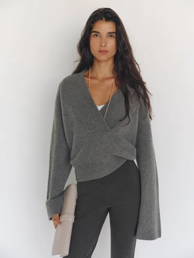 Reformation Easton Cashmere Sweater Grey Large In Gray