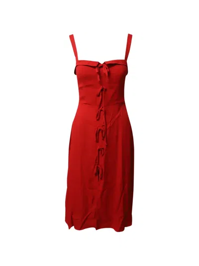 Pre-owned Reformation Eddie Tie-detail Midi Dress In Red