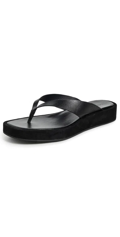 Reformation Eden Platform Thong Sandals Black Suede Leather