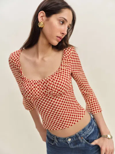 Reformation Effie Knit Top In Pamplona Dot