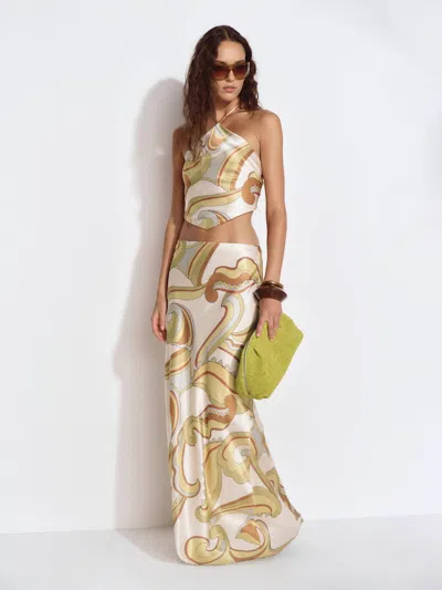 Reformation Effie Silk Two Piece Large In Multi