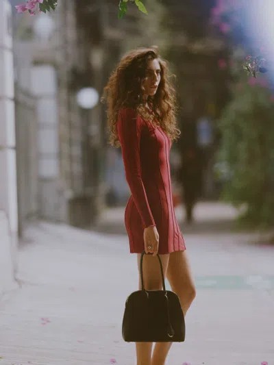 Reformation Elani Knit Dress Deep Red Large