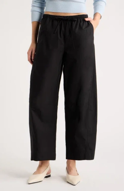 Reformation Elara Organic Cotton Drawstring Pants In Black