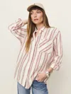 Reformation Eli Oversized Linen Shirt In Avignon Stripe