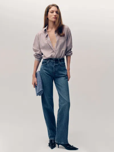 Reformation Eli Oversized Shirt Blue Xs