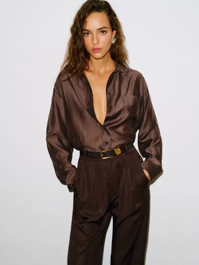 Reformation Eli Oversized Shirt In Brown