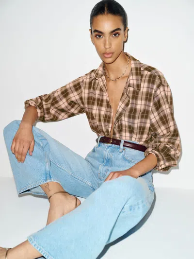 Reformation Eli Oversized Shirt Brown Xs