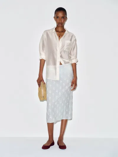 Reformation Eli Oversized Shirt Sheer Ivory Xs In Gray