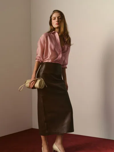 Reformation Eli Oversized Shirt Sheer Pink Small