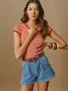 Reformation Eliana Pleated Denim Shorts In Leven