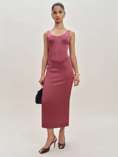 Reformation Elina Satin Dress In Strawberry Wine