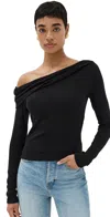 Reformation Elio Off-the-shoulder Top In Black