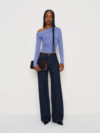 Reformation Elio Knit Top In Blue