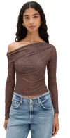 Reformation Elio Knit Top Choco Dot In Brown