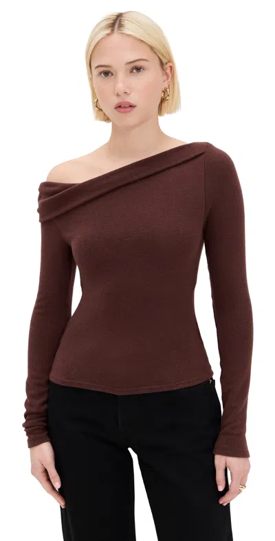 REFORMATION ELIO KNIT TOP MAHOGANY