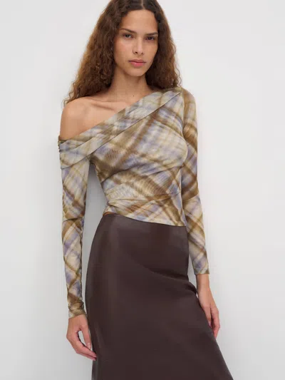 Reformation Elio Knit Top Natural Xs In Brown