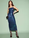 Reformation Elise Knit Dress In Blue Sequin