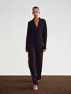 Reformation Ella Silk Pajama Set Black/gold Medium In Black