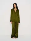 Reformation Ella Silk Pajama Set In Green