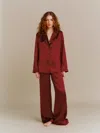 Reformation Pyjama En Soie Ella In Red