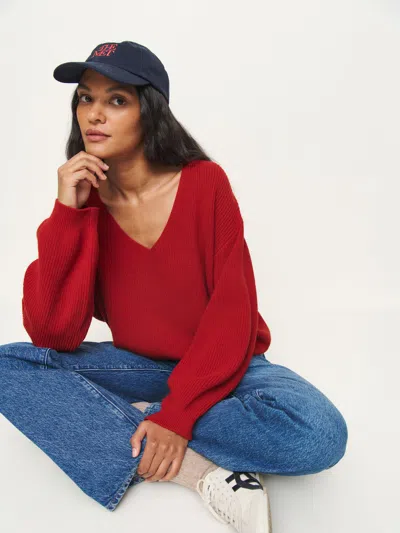 Reformation Ellery Cashmere Blend Oversized V-neck Sweater In Sundried Tomato