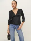 Reformation Ellery Silk Top In Black