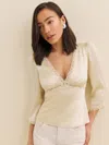 Reformation Ellery Silk Top In Sugar