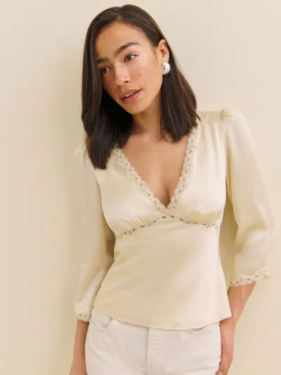 Reformation Ellery Silk Top In Sugar