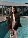 Reformation Ellie Faux Fur Coat In Brown