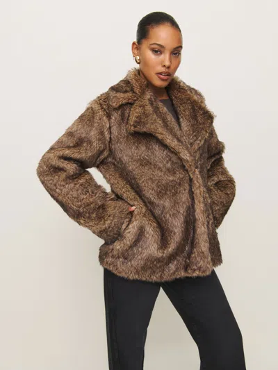 Reformation Ellie Faux Fur Coat In Teddy