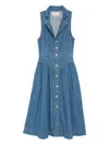 Reformation Ellison Sleeveless Button-front Denim Midi Dress In Blue