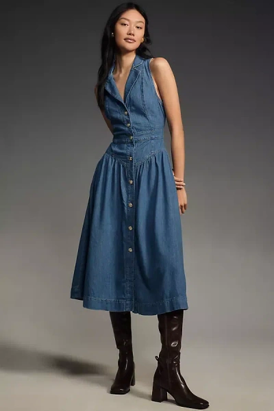 Reformation Ellison Denim Midi Dress In Blue