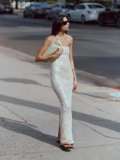 Reformation Ellison Knit Dress Ivory Sequin Xs In White