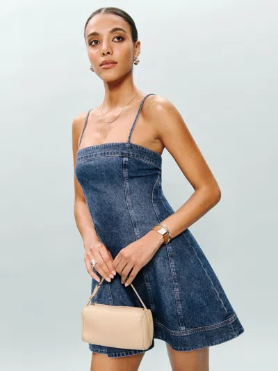 Reformation Elma Denim Mini Dress In Monterey