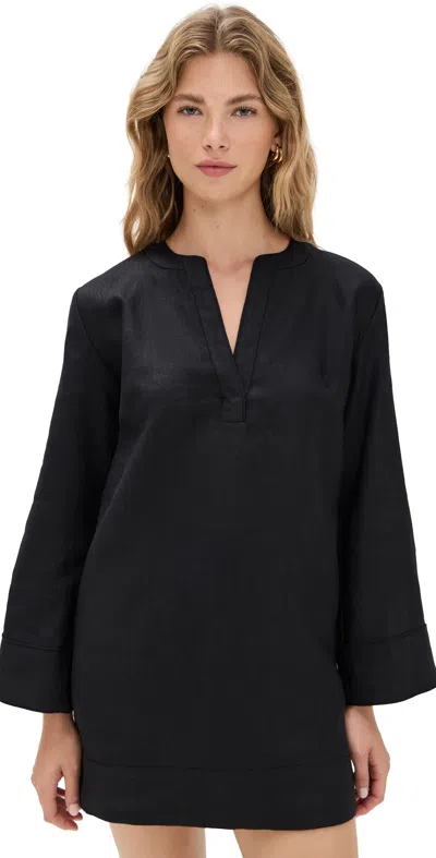 Reformation Elmira Linen Dress Black