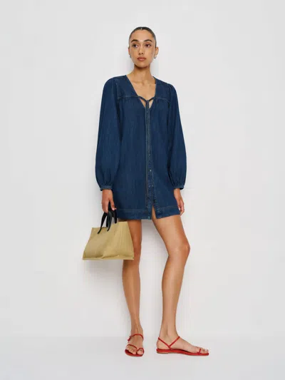 Reformation Elowen Denim Mini Dress In Brown