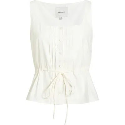 Reformation Elowen Poplin Top In White