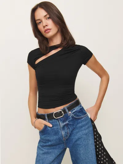 Reformation Else Knit Top In Black