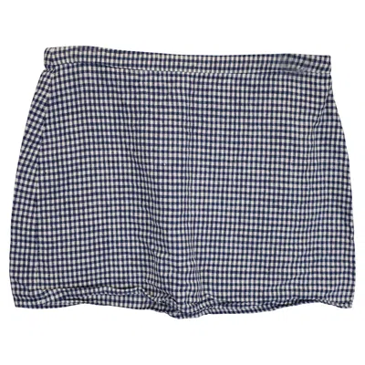 Reformation Elton Gingham Mini Skirt In Blue Linen