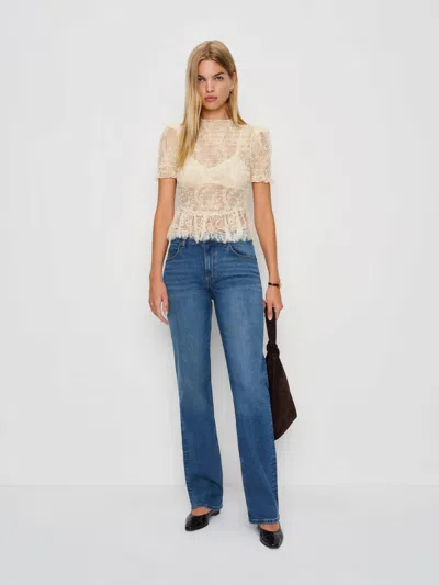 Reformation Elton Mid Rise Super Stretch Straight Jeans In Brown