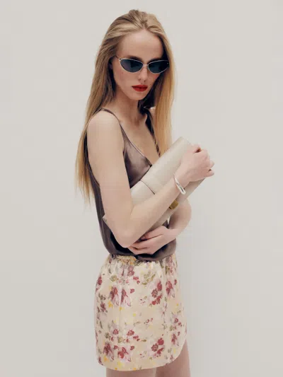 Reformation Elva Skirt Yellow Jacquard Xs In White