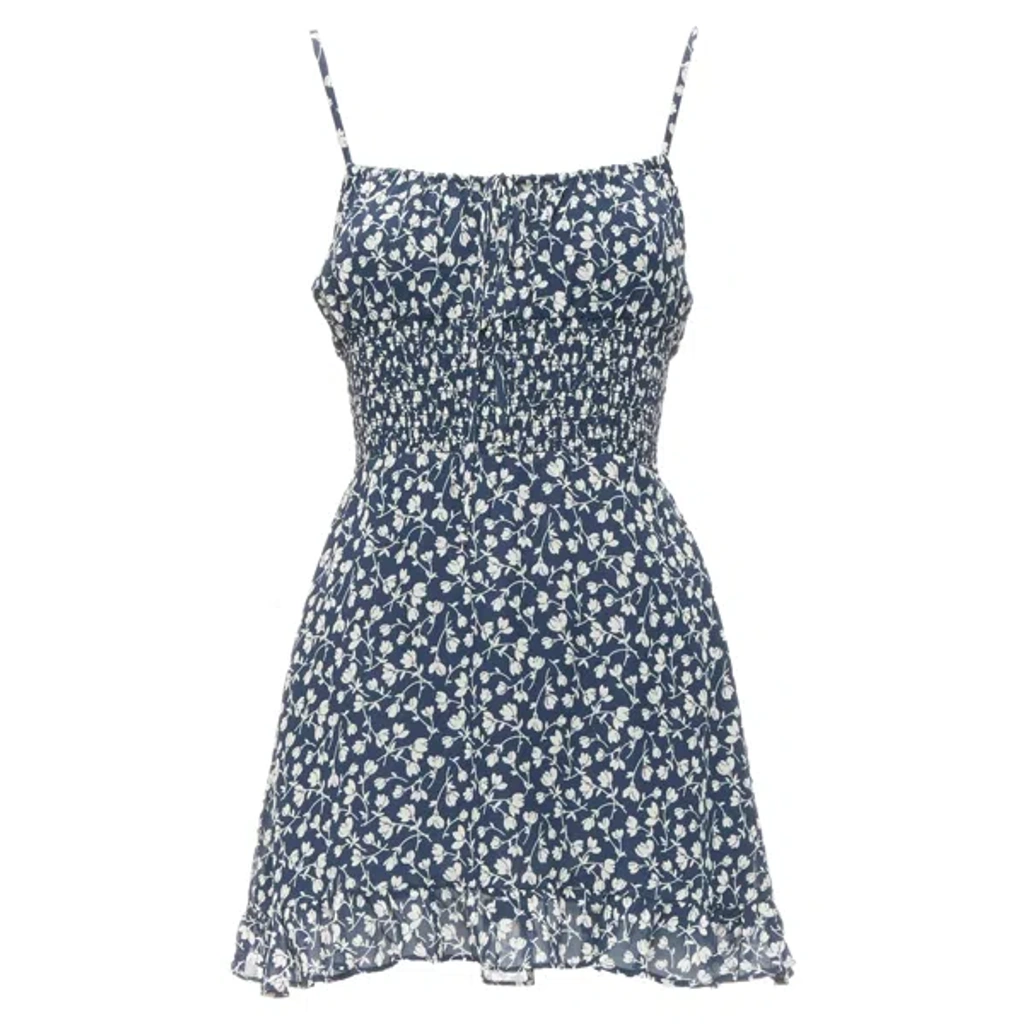 reformation blue floral mini dress Reformation $218 Aviana Floral Print Blue Strap Mini Dress