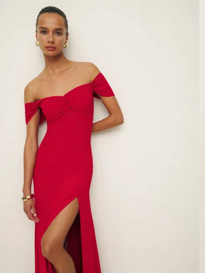reformation red off the shoulder dress Rent Reformation Red Dress UK 10