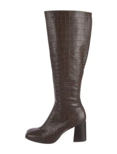 Pre-owned Reformation Embossed Leather Boots In Brown