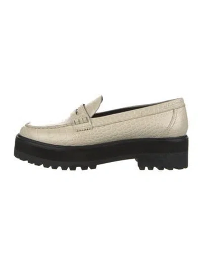 Pre-owned Reformation Embossed Leather Loafers In White