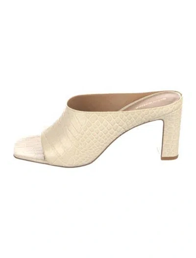 Pre-owned Reformation Embossed Leather Slides In Neutral