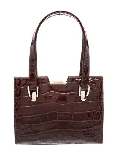 Pre-owned Reformation Embossed Leather Top Handle Bag W/ Tags In Brown