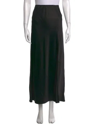 Pre-owned Reformation Embroidered Accent Long Skirt In Black